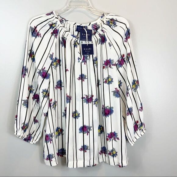 NWT Kaari Blue Plus Size Long Sleeve Peasant  1X - Picture 1 of 4